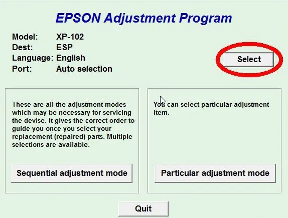 Adjustment Program - порядок сброса