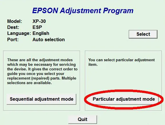 Adjustment Program - порядок сброса